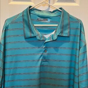 Roundtree & Yorke Aqua Striped Polo Shirt